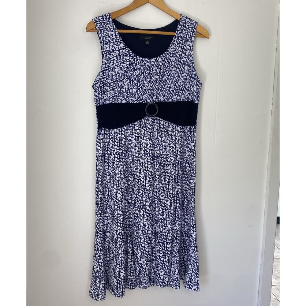 Perceptions Dress XL Womens Empire Blue Purple Print A-Line Sleeveless Tank